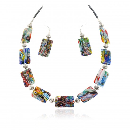 Certified Authentic Navajo .925 Sterling Silver Multicolor Glass Natural Hematite Set 17057 Sets NB160113214134 17057 (by LomaSiiva) Certified Authentic Navajo .925 Sterling Silver Multicolor Glass Natural Hematite Set 17057 Sets NB160113214134 17057 (by LomaSiiva)