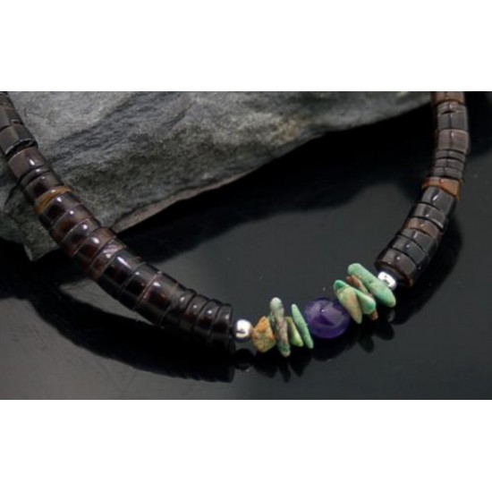 Certified Authentic Navajo .925 Sterling Silver Natural Turquoise Amethyst Graduated Heishi Native American Necklace 370840033797 All Products 15273-15 370840033797 (by LomaSiiva) Certified Authentic Navajo .925 Sterling Silver Natural Turquoise Amethyst Graduated Heishi Native American Necklace 370840033797 All Products 15273-15 370840033797 (by LomaSiiva)