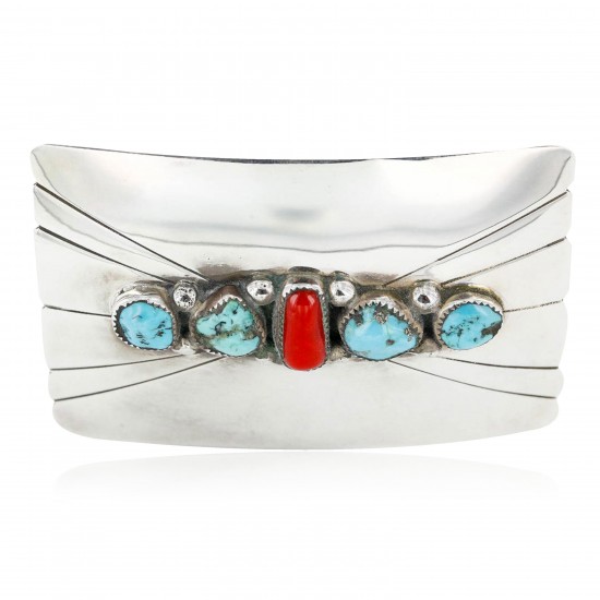 Certified Authentic Navajo .925 Sterling Silver Natural Turquoise and Coral Native American Buckle 1195 All Products 390989979861 1195 (by LomaSiiva) Certified Authentic Navajo .925 Sterling Silver Natural Turquoise and Coral Native American Buckle 1195 All Products 390989979861 1195 (by LomaSiiva)