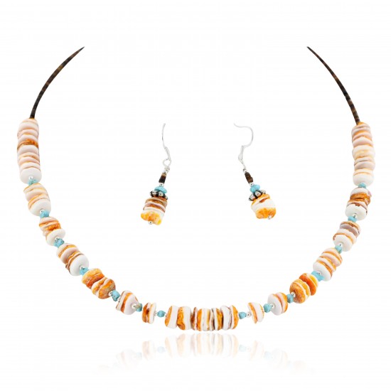 Certified Authentic Navajo .925 Sterling Silver Natural Turquoise Spiny Oyster Set Native American Necklace and Earrings 16038-18084 Sets 391005803622 16038-18084 (by LomaSiiva) Certified Authentic Navajo .925 Sterling Silver Natural Turquoise Spiny Oyster Set Native American Necklace and Earrings 16038-18084 Sets 391005803622 16038-18084 (by LomaSiiva)