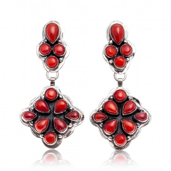 Coral .925 Starling Silver Certified Authentic Navajo Native American Handmade Post Earrings 18198-20 All Products NB181016201907 18198-20 (by LomaSiiva) Coral .925 Starling Silver Certified Authentic Navajo Native American Handmade Post Earrings 18198-20 All Products NB181016201907 18198-20 (by LomaSiiva)