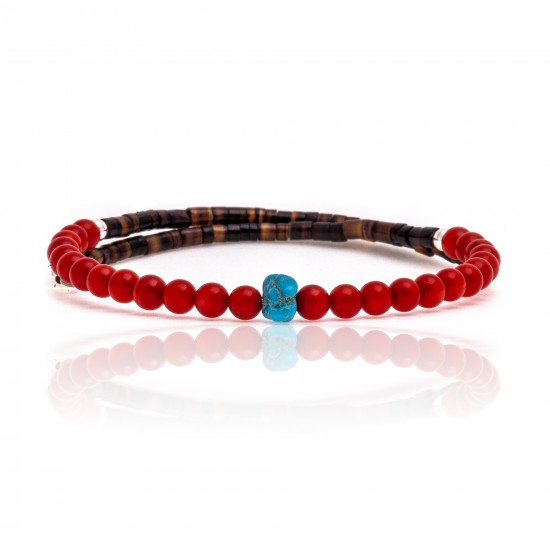 Coral and Natural Turquoise Certified Authentic Navajo Native American Adjustable Wrap Bracelet 22133 All Products 371183569149 22133 (by LomaSiiva) Coral and Natural Turquoise Certified Authentic Navajo Native American Adjustable Wrap Bracelet 22133 All Products 371183569149 22133 (by LomaSiiva)