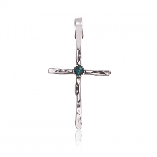 Cross .925 Sterling Silver Certified Authentic Handmade Navajo Native American Natural Turquoise Pendant 24373 Pendants 390983003295 24373 (by LomaSiiva) Cross .925 Sterling Silver Certified Authentic Handmade Navajo Native American Natural Turquoise Pendant 24373 Pendants 390983003295 24373 (by LomaSiiva)