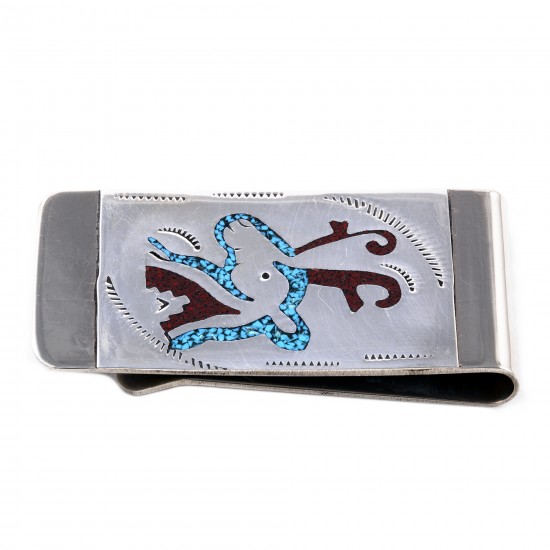 Deer .925 Sterling Silver Ray Begay Certified Authentic Handmade Navajo Native American Natural Turquoise Coral Money Clip 11253-12 All Products NB180528224714 11253-12 (by LomaSiiva) Deer .925 Sterling Silver Ray Begay Certified Authentic Handmade Navajo Native American Natural Turquoise Coral Money Clip 11253-12 All Products NB180528224714 11253-12 (by LomaSiiva)
