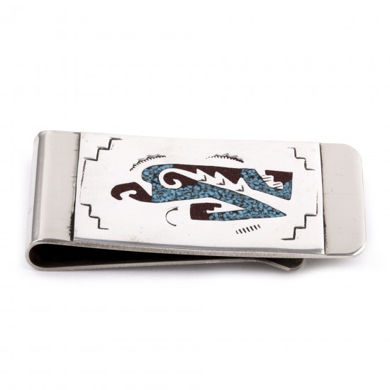 Eagle .925 Sterling Silver Certified Authentic Handmade Navajo Native American Natural Turquoise Coral Chip Inlay Money Clip 11253-16 All Products NB180604230723 11253-16 (by LomaSiiva) Eagle .925 Sterling Silver Certified Authentic Handmade Navajo Native American Natural Turquoise Coral Chip Inlay Money Clip 11253-16 All Products NB180604230723 11253-16 (by LomaSiiva)