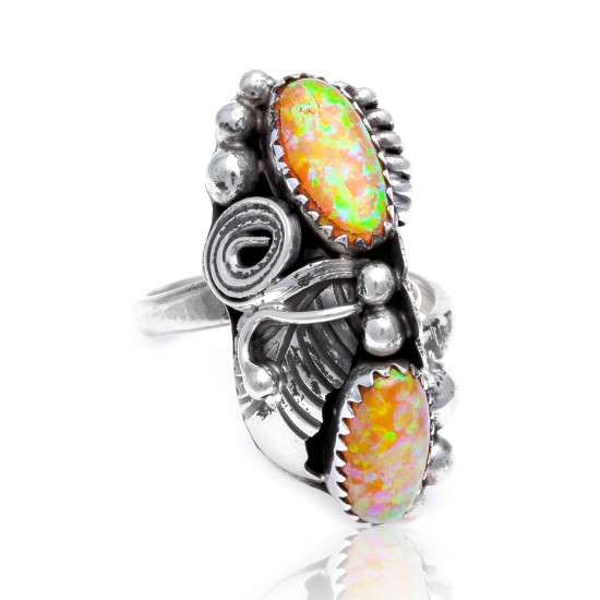Flower and Leaf Opal .925 Sterling Silver Certified Authentic Navajo Native American Handmade Adjustable Ring 26208-0 All Products NB15122322282122 26208-0 (by LomaSiiva) Flower and Leaf Opal .925 Sterling Silver Certified Authentic Navajo Native American Handmade Adjustable Ring 26208-0 All Products NB15122322282122 26208-0 (by LomaSiiva)