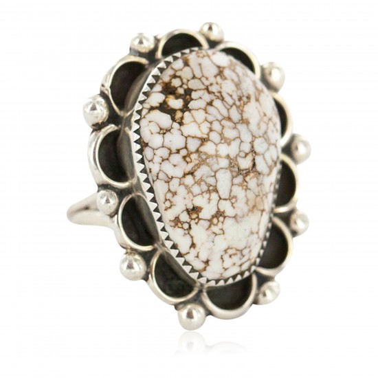 Handmade Certified Authentic .925 Sterling Silver Natural White Buffalo Navajo Native American Ring 17023-5 All Products NB160423221459 17023-5 (by LomaSiiva) Handmade Certified Authentic .925 Sterling Silver Natural White Buffalo Navajo Native American Ring 17023-5 All Products NB160423221459 17023-5 (by LomaSiiva)