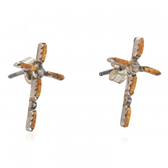 Handmade Certified Authentic Cross Zuni .925 Sterling Silver Natural Spiny Oyster Native American Stud Earrings 27220 All Products NB160205212958 27220 (by LomaSiiva) Handmade Certified Authentic Cross Zuni .925 Sterling Silver Natural Spiny Oyster Native American Stud Earrings 27220 All Products NB160205212958 27220 (by LomaSiiva)