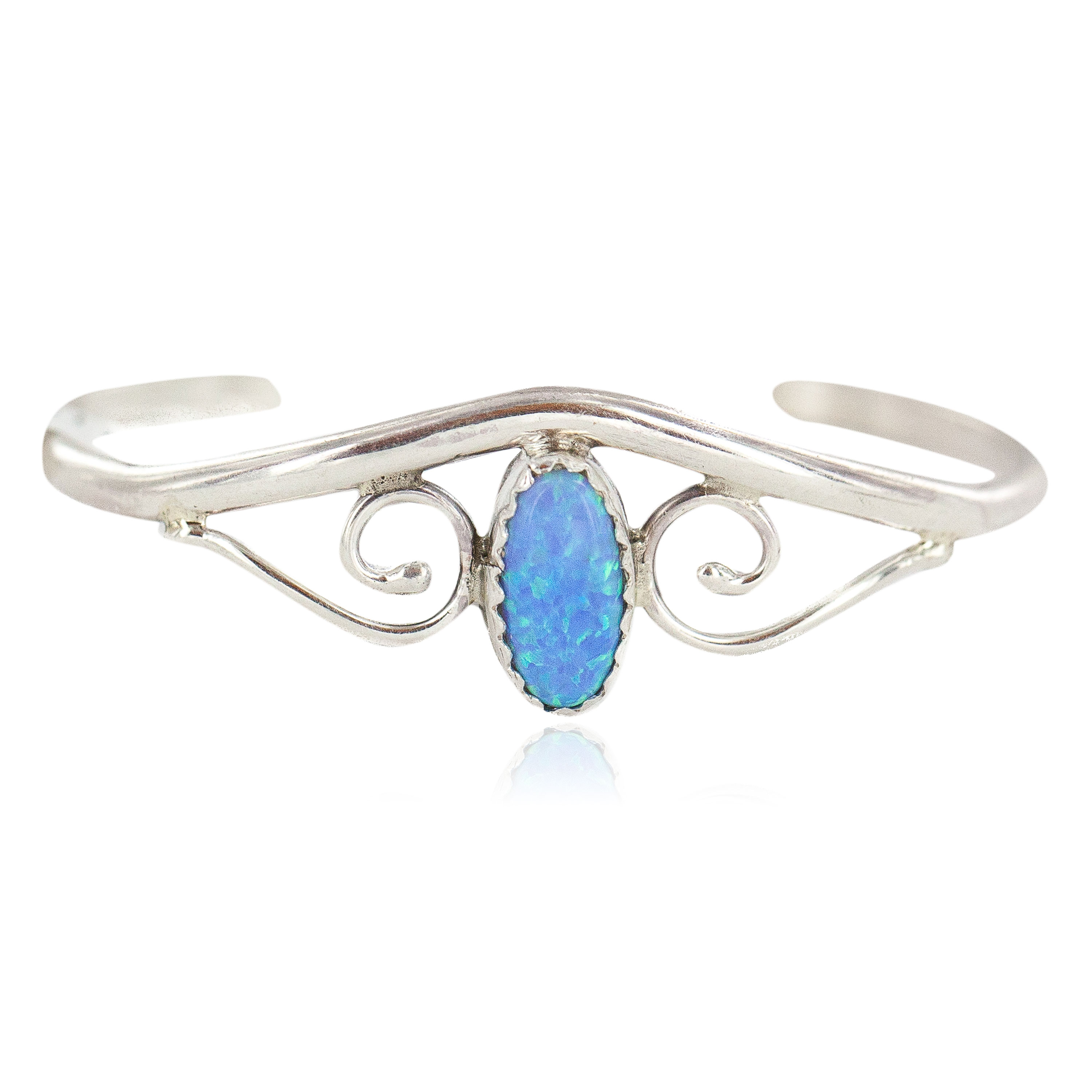 Handmade Certified Authentic Navajo .925 Sterling Silver Blue Opal Native American Baby Bracelet 13186-2 All Products NB160602223116 13186-2 (by LomaSiiva) Handmade Certified Authentic Navajo .925 Sterling Silver Blue Opal Native American Baby Bracelet 13186-2 All Products NB160602223116 13186-2 (by LomaSiiva)