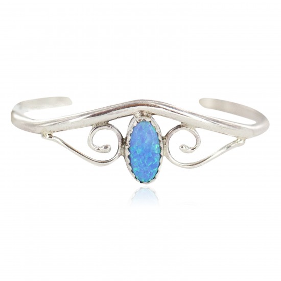 Handmade Certified Authentic Navajo .925 Sterling Silver Blue Opal Native American Baby Bracelet 13186-2 All Products NB160602223116 13186-2 (by LomaSiiva) Handmade Certified Authentic Navajo .925 Sterling Silver Blue Opal Native American Baby Bracelet 13186-2 All Products NB160602223116 13186-2 (by LomaSiiva)