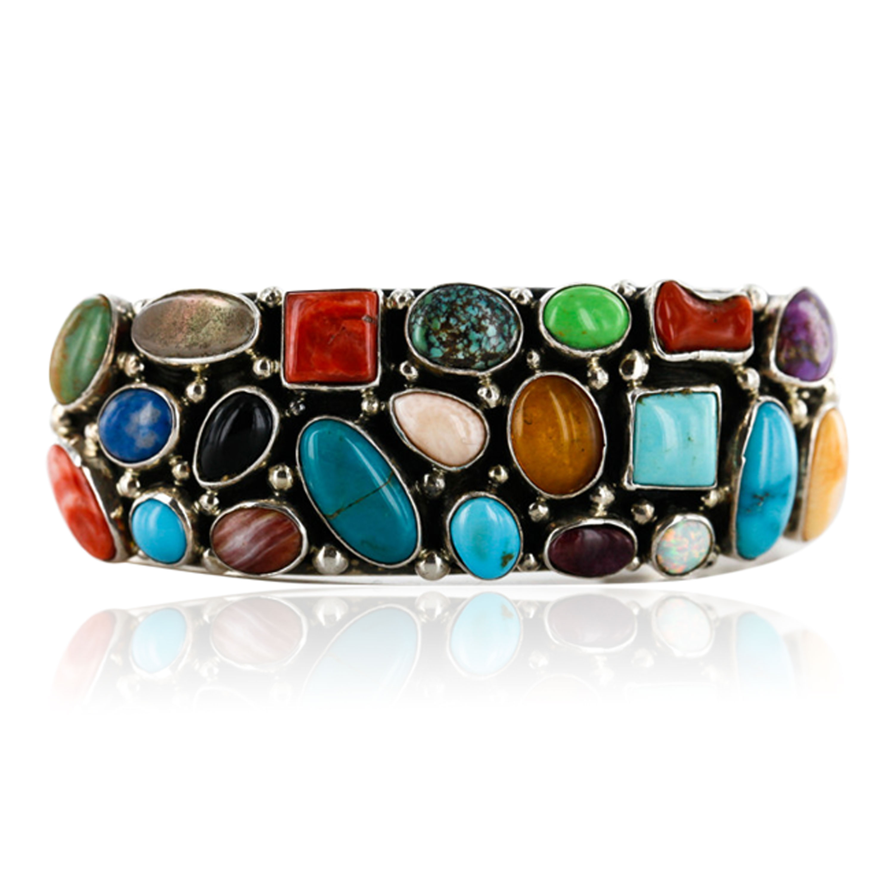 Handmade Certified Authentic Navajo .925 Sterling Silver Multicolor Turquoise, Coral, Lapis Native American Cuff Bracelet 12483 All Products 371175147698 12483 (by LomaSiiva) Handmade Certified Authentic Navajo .925 Sterling Silver Multicolor Turquoise, Coral, Lapis Native American Cuff Bracelet 12483 All Products 371175147698 12483 (by LomaSiiva)