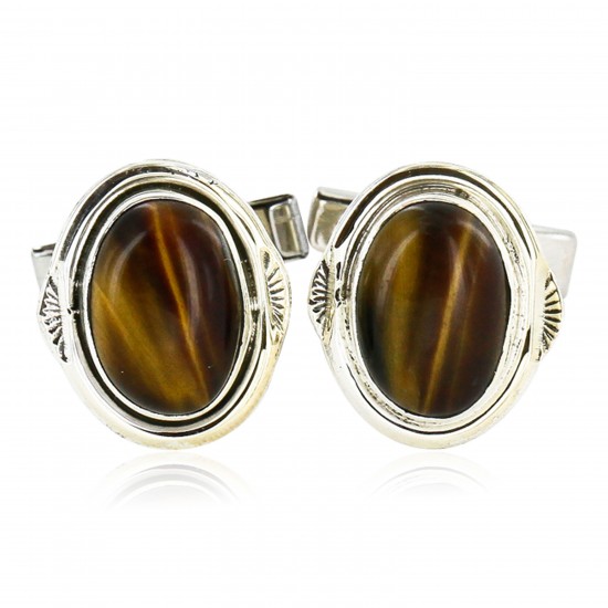 Handmade Certified Authentic Navajo .925 Sterling Silver Natural Tigers Eye Native American Cuff Links 19109-2 Cufflinks 19109-2 19109-2 (by LomaSiiva) Handmade Certified Authentic Navajo .925 Sterling Silver Natural Tigers Eye Native American Cuff Links 19109-2 Cufflinks 19109-2 19109-2 (by LomaSiiva)