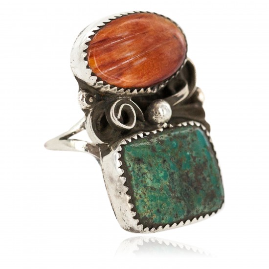 Handmade Certified Authentic Navajo .925 Sterling Silver Natural Turquoise Spiny Oyster Native American Ring 18298 All Products NB160603183614 18298 (by LomaSiiva) Handmade Certified Authentic Navajo .925 Sterling Silver Natural Turquoise Spiny Oyster Native American Ring 18298 All Products NB160603183614 18298 (by LomaSiiva)