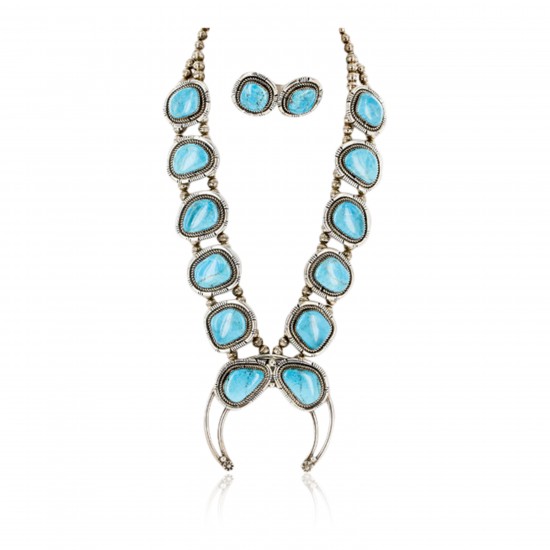 Handmade Certified Authentic Navajo .925 Sterling Silver Turquoise Squash Blossom Native American Necklace and Earrings Set Ray Begay 15740-17659 Sets 371180651710 15740-17659 (by LomaSiiva) Handmade Certified Authentic Navajo .925 Sterling Silver Turquoise Squash Blossom Native American Necklace and Earrings Set Ray Begay 15740-17659 Sets 371180651710 15740-17659 (by LomaSiiva)