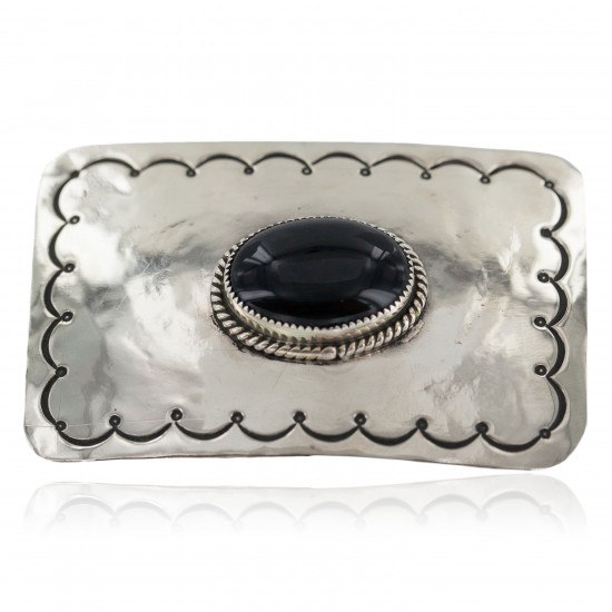 Handmade Certified Authentic Navajo Nickel Natural Black Onyx Native American Buckle 1219-1 All Products NB160406091302 1219-1 (by LomaSiiva) Handmade Certified Authentic Navajo Nickel Natural Black Onyx Native American Buckle 1219-1 All Products NB160406091302 1219-1 (by LomaSiiva)