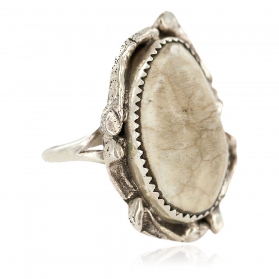 Handmade Navajo Certified Authentic .925 Sterling Silver Natural White Buffalo Native American Ring 18297-1 All Products NB160603184649 18297-1 (by LomaSiiva) Handmade Navajo Certified Authentic .925 Sterling Silver Natural White Buffalo Native American Ring 18297-1 All Products NB160603184649 18297-1 (by LomaSiiva)