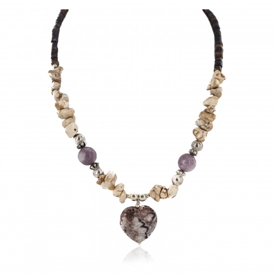 Heart .925 Sterling Silver Certified Authentic Navajo White Howlite Charoite Native American Necklace 15778 All Products NB160428235600 15778 (by LomaSiiva) Heart .925 Sterling Silver Certified Authentic Navajo White Howlite Charoite Native American Necklace 15778 All Products NB160428235600 15778 (by LomaSiiva)