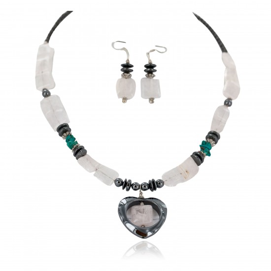 Heart .925 Sterling Silver Hooks Certified Authentic Navajo Natural Turquoise Pink Quartz and Hematite Native American Set 18234-3-18237-2 Clearance NB160406233944 18234-3-18237-2 (by LomaSiiva) Heart .925 Sterling Silver Hooks Certified Authentic Navajo Natural Turquoise Pink Quartz and Hematite Native American Set 18234-3-18237-2 Clearance NB160406233944 18234-3-18237-2 (by LomaSiiva)