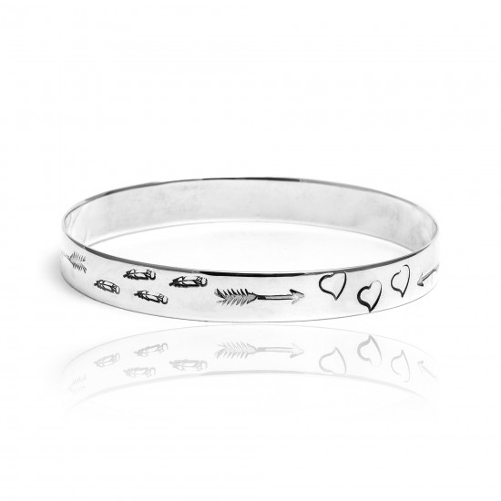 Heart Arrow Feather Sun .925 Sterling Silver Certified Authentic Hopi Handmade Native American Bangle Bracelet 22215 All Products 391008126410 22215 (by LomaSiiva) Heart Arrow Feather Sun .925 Sterling Silver Certified Authentic Hopi Handmade Native American Bangle Bracelet 22215 All Products 391008126410 22215 (by LomaSiiva)
