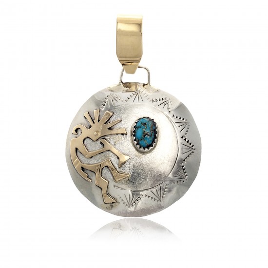 Kokopelli 12kt Gold Filled and .925 Sterling Silver Certified Authentic Handmade Navajo Native American Natural Turquoise Pendant 17042-8 Pendants NB160107223638 17042-8 (by LomaSiiva) Kokopelli 12kt Gold Filled and .925 Sterling Silver Certified Authentic Handmade Navajo Native American Natural Turquoise Pendant 17042-8 Pendants NB160107223638 17042-8 (by LomaSiiva)