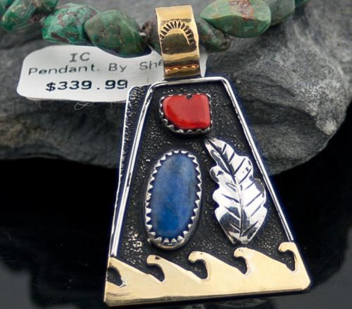 Large Handmade Leaf Certified Authentic Navajo .925 Sterling Silver 12kt Gold Filled Lapis and Coral Native American Necklace 370799109338 All Products 370799109338 370799109338 (by LomaSiiva) Large Handmade Leaf Certified Authentic Navajo .925 Sterling Silver 12kt Gold Filled Lapis and Coral Native American Necklace 370799109338 All Products 370799109338 370799109338 (by LomaSiiva)