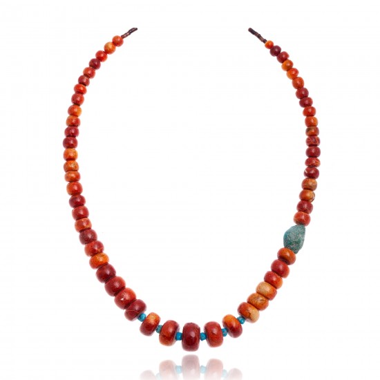 Limited Edition Natural Turquoise and Apple Sponge Coral .925 Sterling Silver Certified Authentic Navajo Native American Necklace 25570 All Products NB160108003820 25570 (by LomaSiiva) Limited Edition Natural Turquoise and Apple Sponge Coral .925 Sterling Silver Certified Authentic Navajo Native American Necklace 25570 All Products NB160108003820 25570 (by LomaSiiva)
