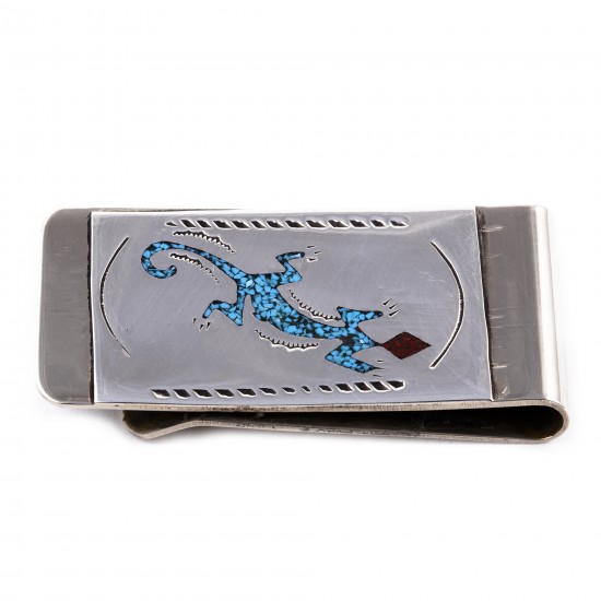 Lizard .925 Sterling Silver Ray Begay Certified Authentic Handmade Navajo Native American Natural Turquoise Coral Money Clip 11253-7 All Products NB180528230452 11253-7 (by LomaSiiva) Lizard .925 Sterling Silver Ray Begay Certified Authentic Handmade Navajo Native American Natural Turquoise Coral Money Clip 11253-7 All Products NB180528230452 11253-7 (by LomaSiiva)