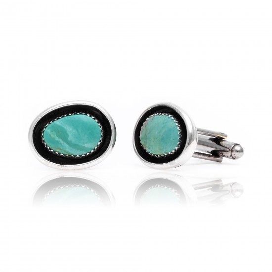 Natural Turquoise .925 Sterling Silver Certified Authentic Navajo Native American Handmade Cuff Links 19124 Cufflinks NB160130210039 19124 (by LomaSiiva) Natural Turquoise .925 Sterling Silver Certified Authentic Navajo Native American Handmade Cuff Links 19124 Cufflinks NB160130210039 19124 (by LomaSiiva)