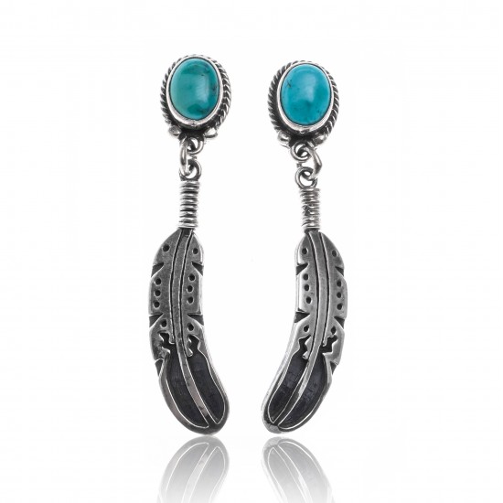 Natural Turquoise .925 Sterling Silver Certified Authentic Navajo Native American Handmade Feather Post Earrings 18317 All Products NB181016201914 18317 (by LomaSiiva) Natural Turquoise .925 Sterling Silver Certified Authentic Navajo Native American Handmade Feather Post Earrings 18317 All Products NB181016201914 18317 (by LomaSiiva)