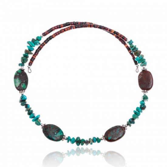 Natural Turquoise Certified Authentic Navajo Native American Adjustable 4 Stone Choker Wrap Necklace 25499 All Products NB180926223227 25499 (by LomaSiiva) Natural Turquoise Certified Authentic Navajo Native American Adjustable 4 Stone Choker Wrap Necklace 25499 All Products NB180926223227 25499 (by LomaSiiva)