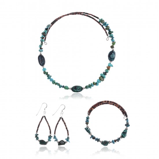 Natural Turquoise Certified Authentic Navajo Native American Adjustable Bracelet Choker Necklace and Dangle Earrings Set 25498-12732-14-13009 Sets NB181207223251 25498-12732-14-13009 (by LomaSiiva) Natural Turquoise Certified Authentic Navajo Native American Adjustable Bracelet Choker Necklace and Dangle Earrings Set 25498-12732-14-13009 Sets NB181207223251 25498-12732-14-13009 (by LomaSiiva)
