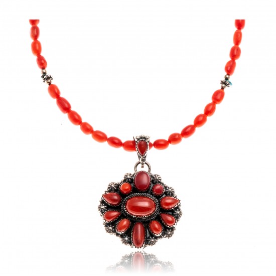 Natural Turquoise Coral Red Jasper .925 Sterling Silver Certified Authentic Navajo Native American Necklace 24520-17029 All Products NB1809262232259 24520-17029 (by LomaSiiva) Natural Turquoise Coral Red Jasper .925 Sterling Silver Certified Authentic Navajo Native American Necklace 24520-17029 All Products NB1809262232259 24520-17029 (by LomaSiiva)