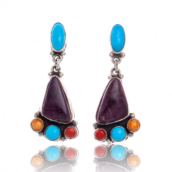 Natural Turquoise Multicolor Stone .925 Sterling Silver Certified Authentic Navajo Native American Handmade Post Earrings 18319-1 All Products NB181016201911 18319-1 (by LomaSiiva) Natural Turquoise Multicolor Stone .925 Sterling Silver Certified Authentic Navajo Native American Handmade Post Earrings 18319-1 All Products NB181016201911 18319-1 (by LomaSiiva)