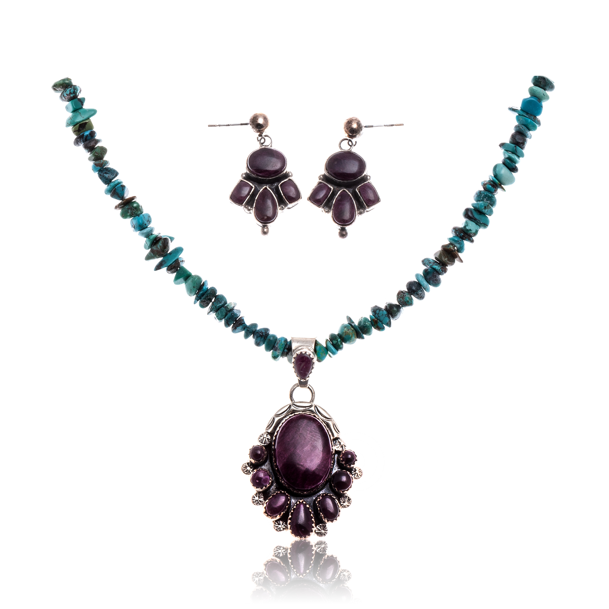 Natural Turquoise Purple Spiny Oyster .925 Sterling Silver Certified Authentic Navajo Native American Handmade Pendant Earnings Set 24519-15222-18198-10 Sets NB1809262232260 24519-15222-18198-10 (by LomaSiiva) Natural Turquoise Purple Spiny Oyster .925 Sterling Silver Certified Authentic Navajo Native American Handmade Pendant Earnings Set 24519-15222-18198-10 Sets NB1809262232260 24519-15222-18198-10 (by LomaSiiva)