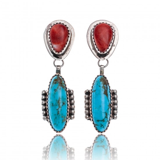 Natural Turquoise Spiny Oyster .925 Sterling Silver Certified Authentic Navajo Native American Handmade Post Earrings 18316-3 All Products NB181016201915 18316-3 (by LomaSiiva) Natural Turquoise Spiny Oyster .925 Sterling Silver Certified Authentic Navajo Native American Handmade Post Earrings 18316-3 All Products NB181016201915 18316-3 (by LomaSiiva)