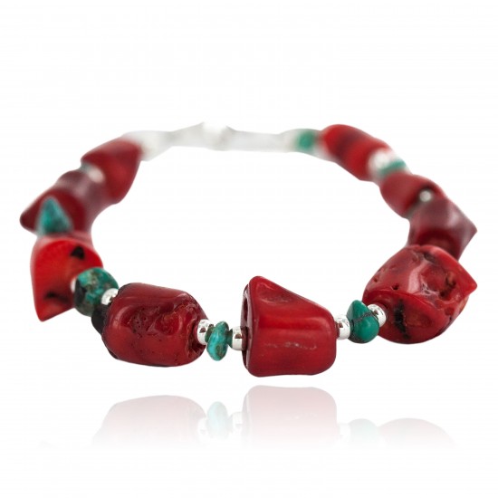 Navajo .925 Sterling Silver Certified Authentic Natural Turquoise Coral Native American Bracelet 13176-2 All Products NB160514220353 13176-2 (by LomaSiiva) Navajo .925 Sterling Silver Certified Authentic Natural Turquoise Coral Native American Bracelet 13176-2 All Products NB160514220353 13176-2 (by LomaSiiva)