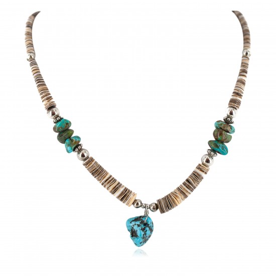 Navajo .925 Sterling Silver Certified Authentic Turquoise Graduated Heishi Native American Necklace 18195 All Products NB160301210901 18195 (by LomaSiiva) Navajo .925 Sterling Silver Certified Authentic Turquoise Graduated Heishi Native American Necklace 18195 All Products NB160301210901 18195 (by LomaSiiva)