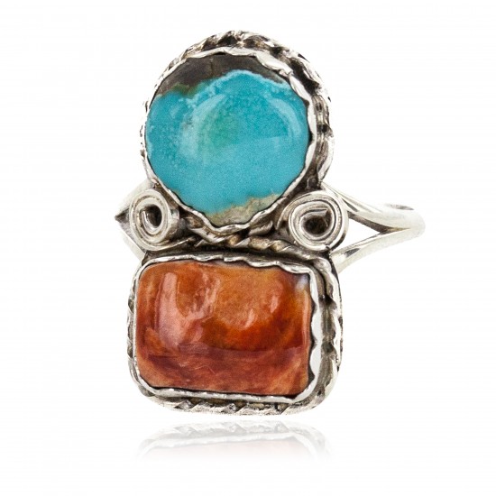 Navajo .925 Sterling Silver Handmade Certified Authentic Natural Turquoise Spiny Oyster Native American Ring 18187-12 All Products NB160212204058 18187-12 (by LomaSiiva) Navajo .925 Sterling Silver Handmade Certified Authentic Natural Turquoise Spiny Oyster Native American Ring 18187-12 All Products NB160212204058 18187-12 (by LomaSiiva)