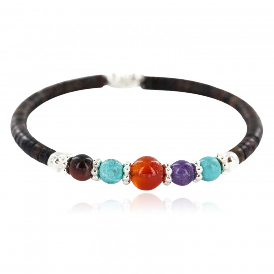 Navajo Certified Authentic Natural Carnelian Tigers Eye Heishi Native American Adjustable Wrap Bracelet 13181-1 All Products NB160528000730 13181-1 (by LomaSiiva) Navajo Certified Authentic Natural Carnelian Tigers Eye Heishi Native American Adjustable Wrap Bracelet 13181-1 All Products NB160528000730 13181-1 (by LomaSiiva)