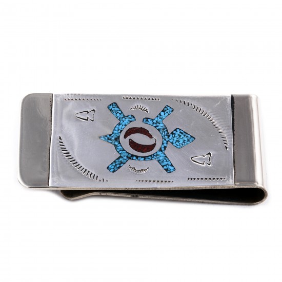 Turtle .925 Sterling Silver Ray Begay Certified Authentic Handmade Navajo Native American Natural Turquoise Coral Money Clip 11253-4 All Products NB180528225435 11253-4 (by LomaSiiva) Turtle .925 Sterling Silver Ray Begay Certified Authentic Handmade Navajo Native American Natural Turquoise Coral Money Clip 11253-4 All Products NB180528225435 11253-4 (by LomaSiiva)