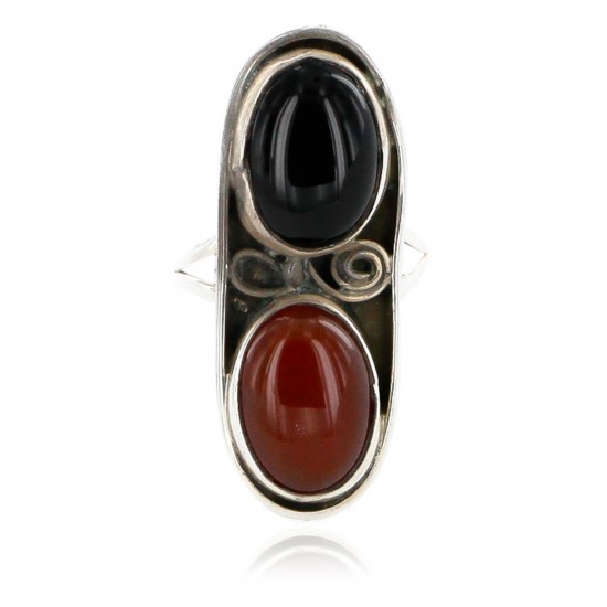 Vintage Native American Black Onyx Sterling Silver Ring Size 5.75